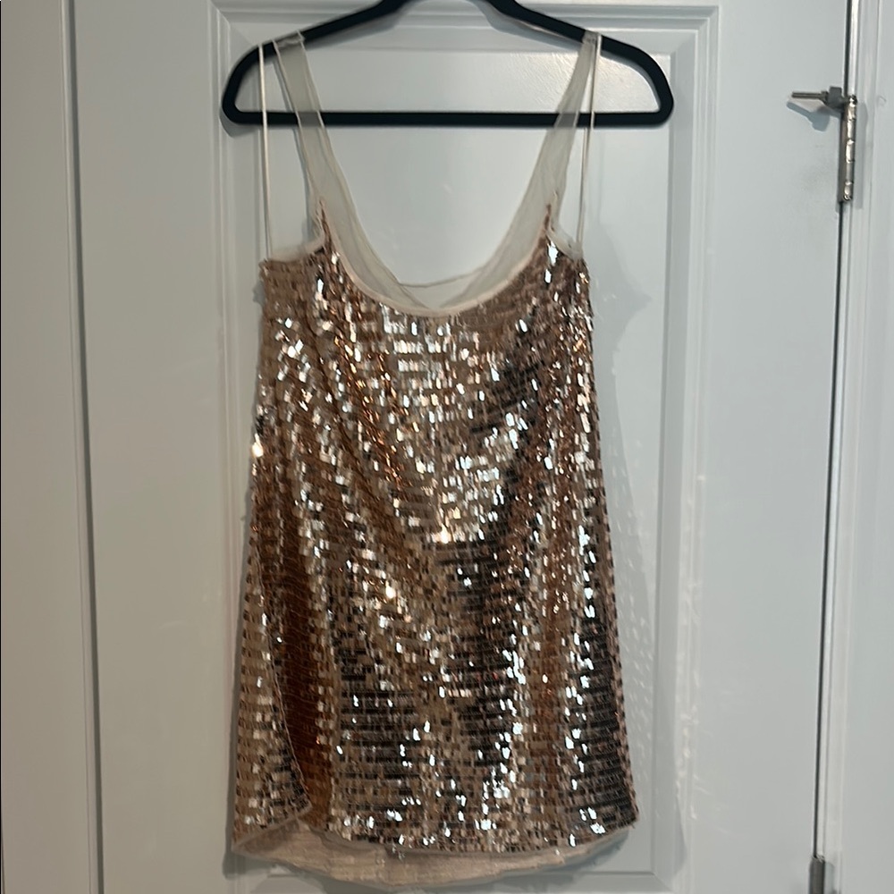 NWT Free People Sequin Rose Gold/Pink Ivory Dress